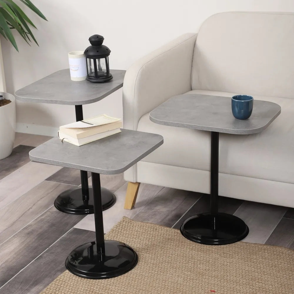 Vertino Zigon Sehpa Mdf Tabla Retro Gümüş Alt Mekanizma Demir Siyah Renk