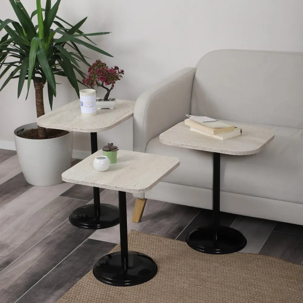 Vertino Zigon Sehpa Mdf Tabla Traverten Alt Mekanizma Demir Siyah Renk