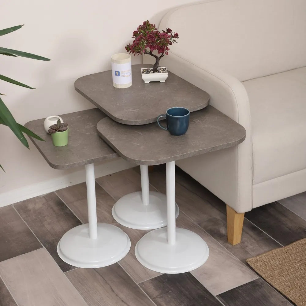 Vertino Zigon Sehpa Mdf Tabla Frezeli Latte Alt Mekanizma Demir Beyaz Renk