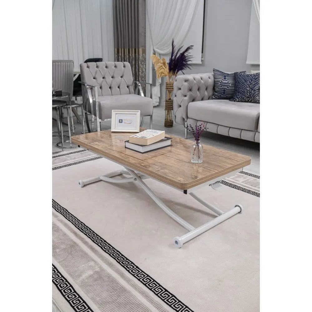 Juppo Üst Tabla Mdf Antiklayt Oval Köşe Alt Ayak Yuvarlak Beyaz İçe Kıvrım