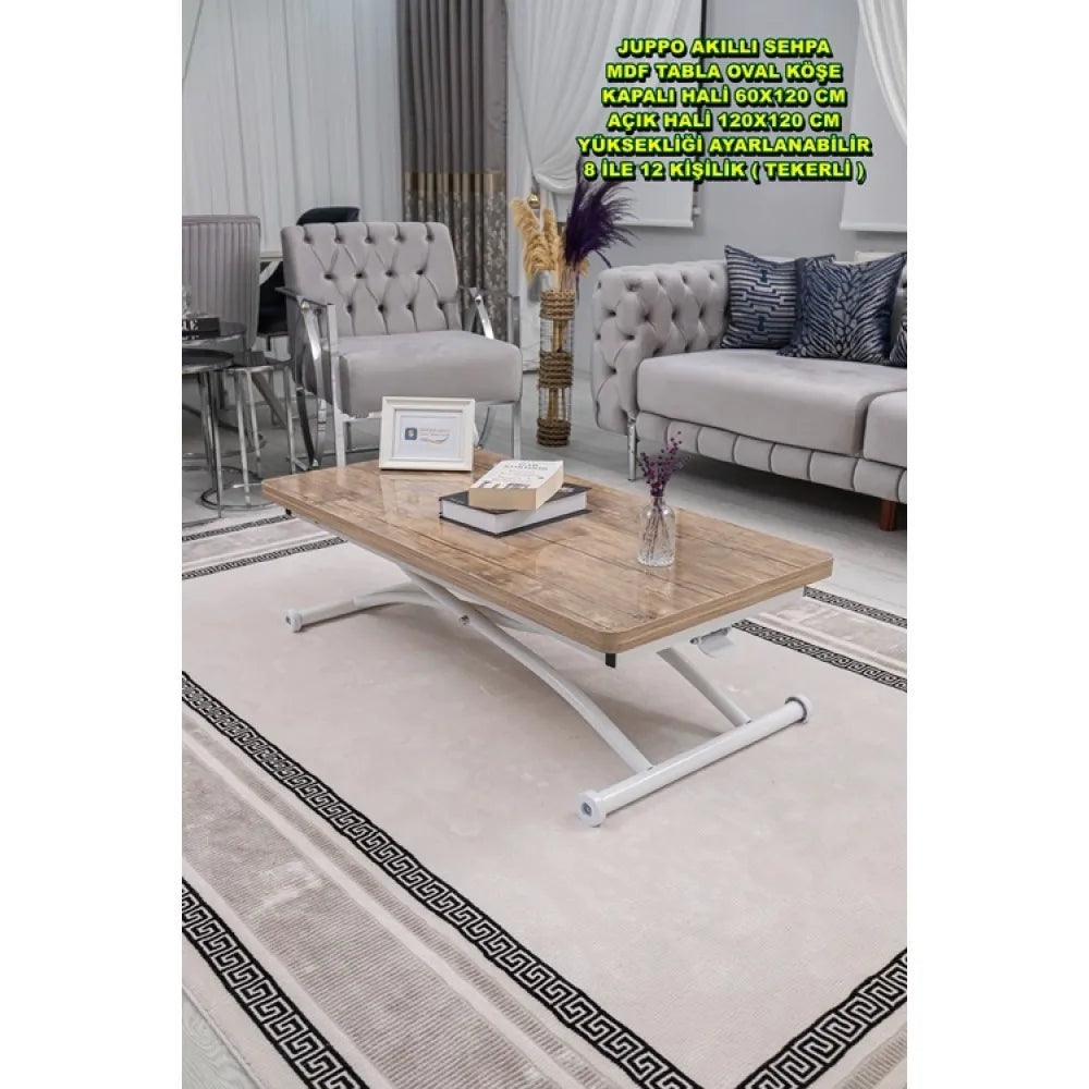 Juppo Üst Tabla Mdf Antiklayt Oval Köşe Alt Ayak Yuvarlak Siyah Dışa Kıvrm