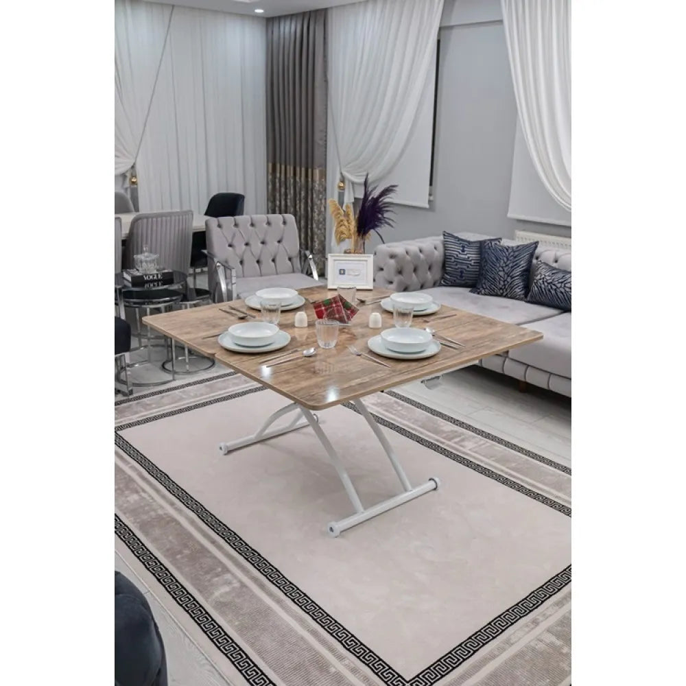 Juppo Üst Tabla Mdf Antiklayt Oval Köşe Alt Ayak Yuvarlak Siyah Dışa Kıvrm