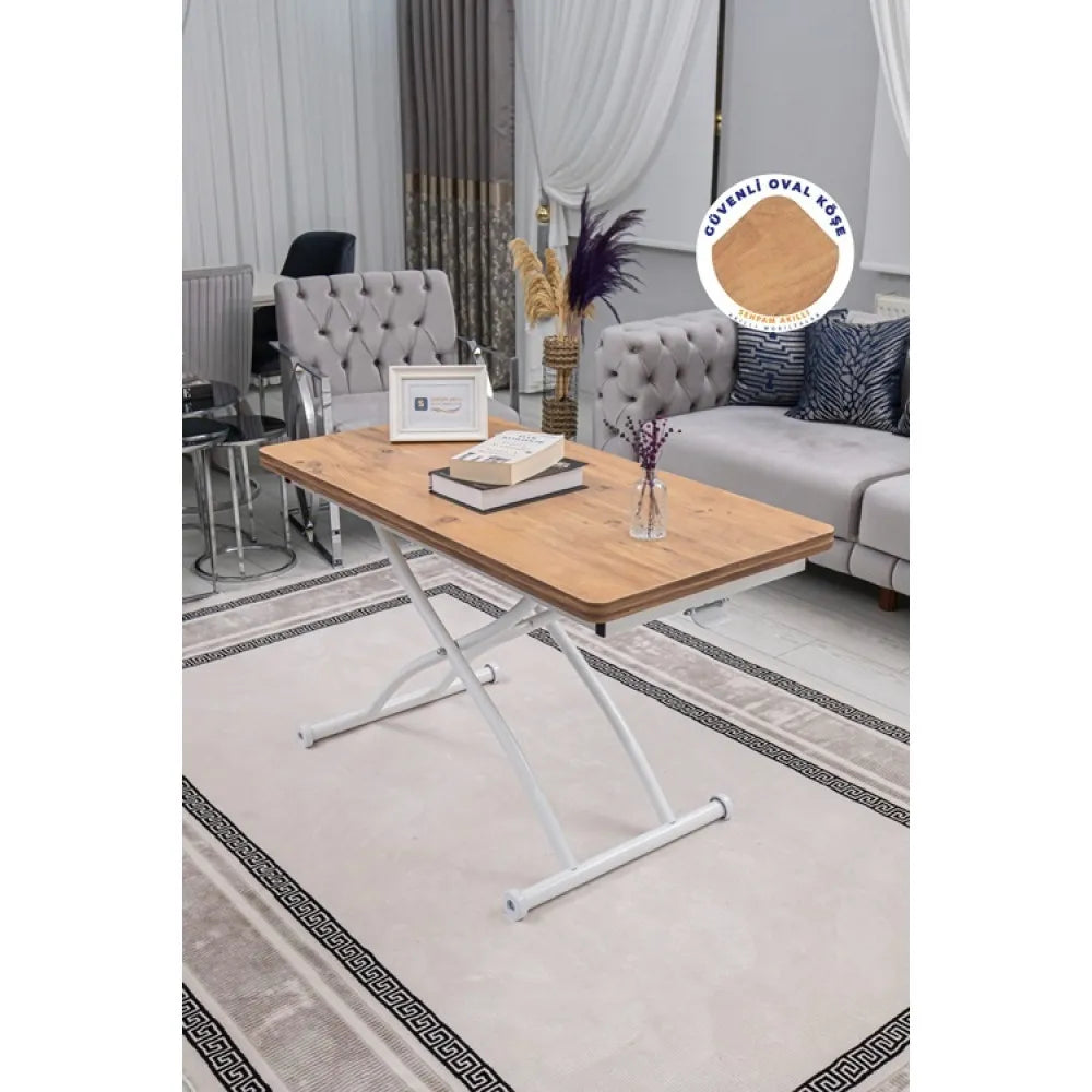 Juppo Üst Tabla Mdf Efesçam Oval Köşe Alt Ayak Yuvarlak Beyaz Dışa Kıvrım