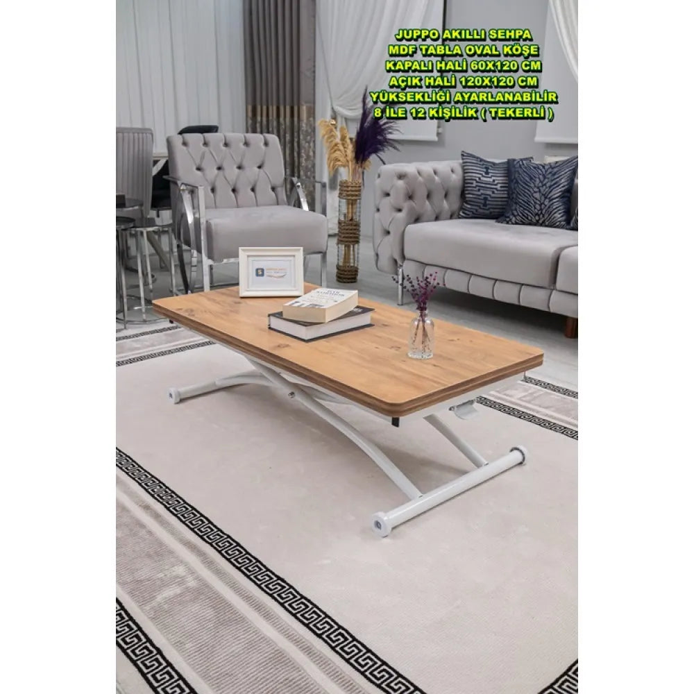 Juppo Üst Tabla Mdf Efesçam Oval Köşe Alt Ayak Yuvarlak Beyaz Dışa Kıvrım