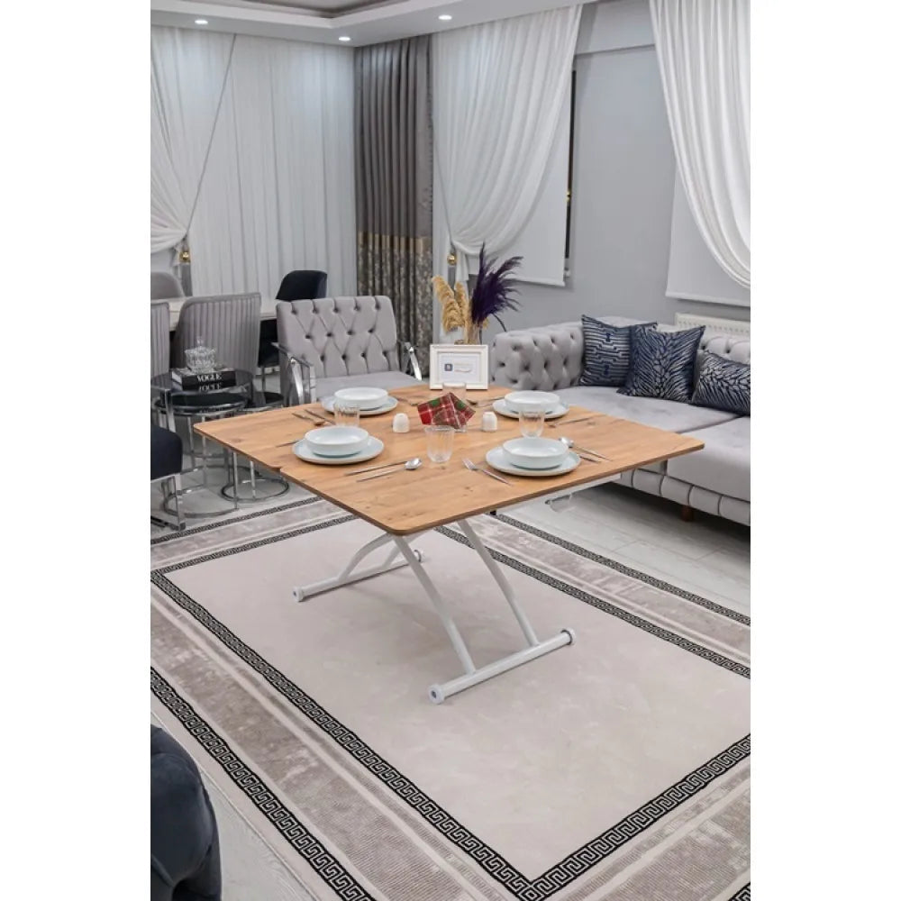 Juppo Üst Tabla Mdf Efesçam Oval Köşe Alt Ayak Yuvarlak Beyaz Dışa Kıvrım