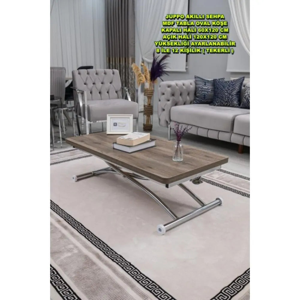 Juppo Üst Tabla Mdf Hattuşa Oval Köşe Alt Ayak Yuvarlak Krom Kaplama Dışa Kıvrım