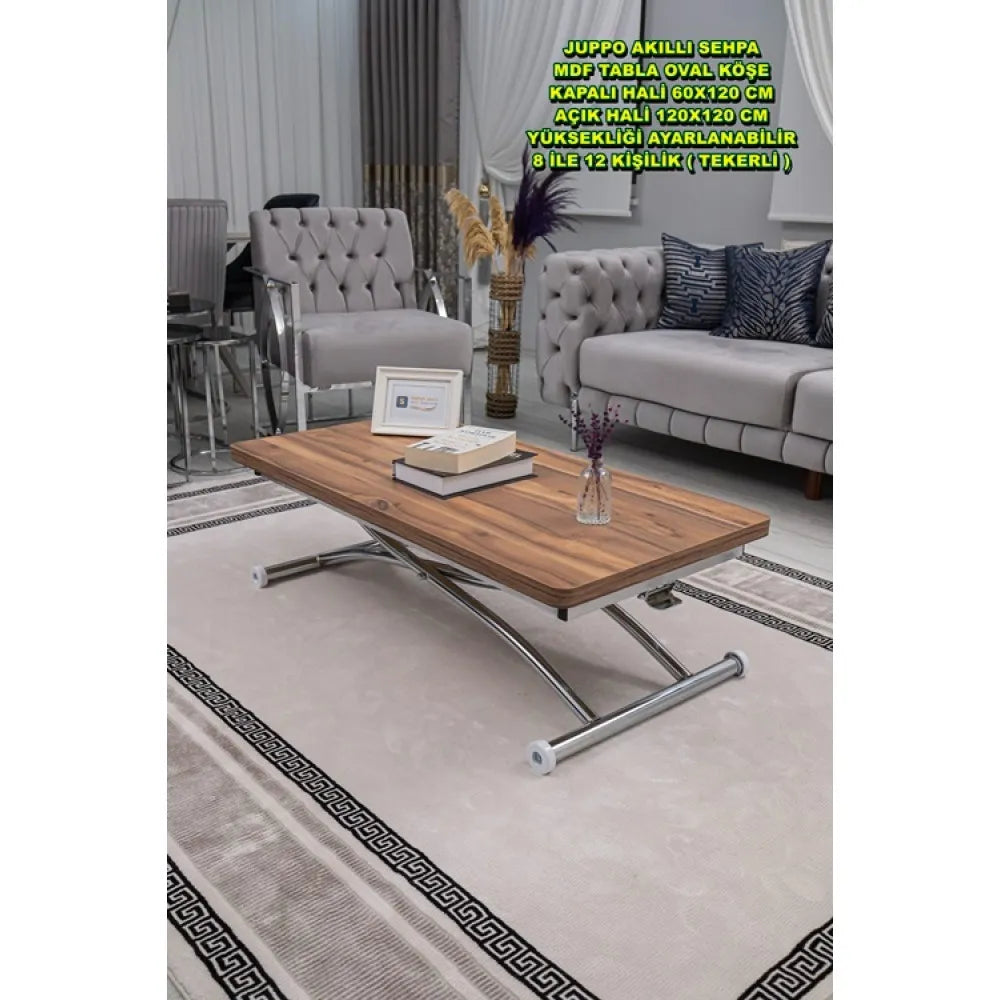 Juppo Üst Tabla Mdf Urartu Oval Köşe Alt Ayak Yuvarlak Krom Kaplama Dışa Kıvrım