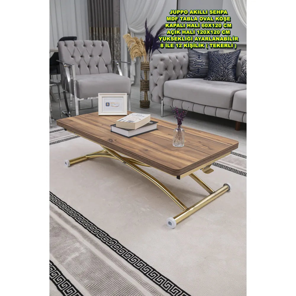Juppo Üst Tabla Mdf Urartu Oval Köşe Alt Ayak Yuvarlak Gold Kaplama Dışa Kıvrım