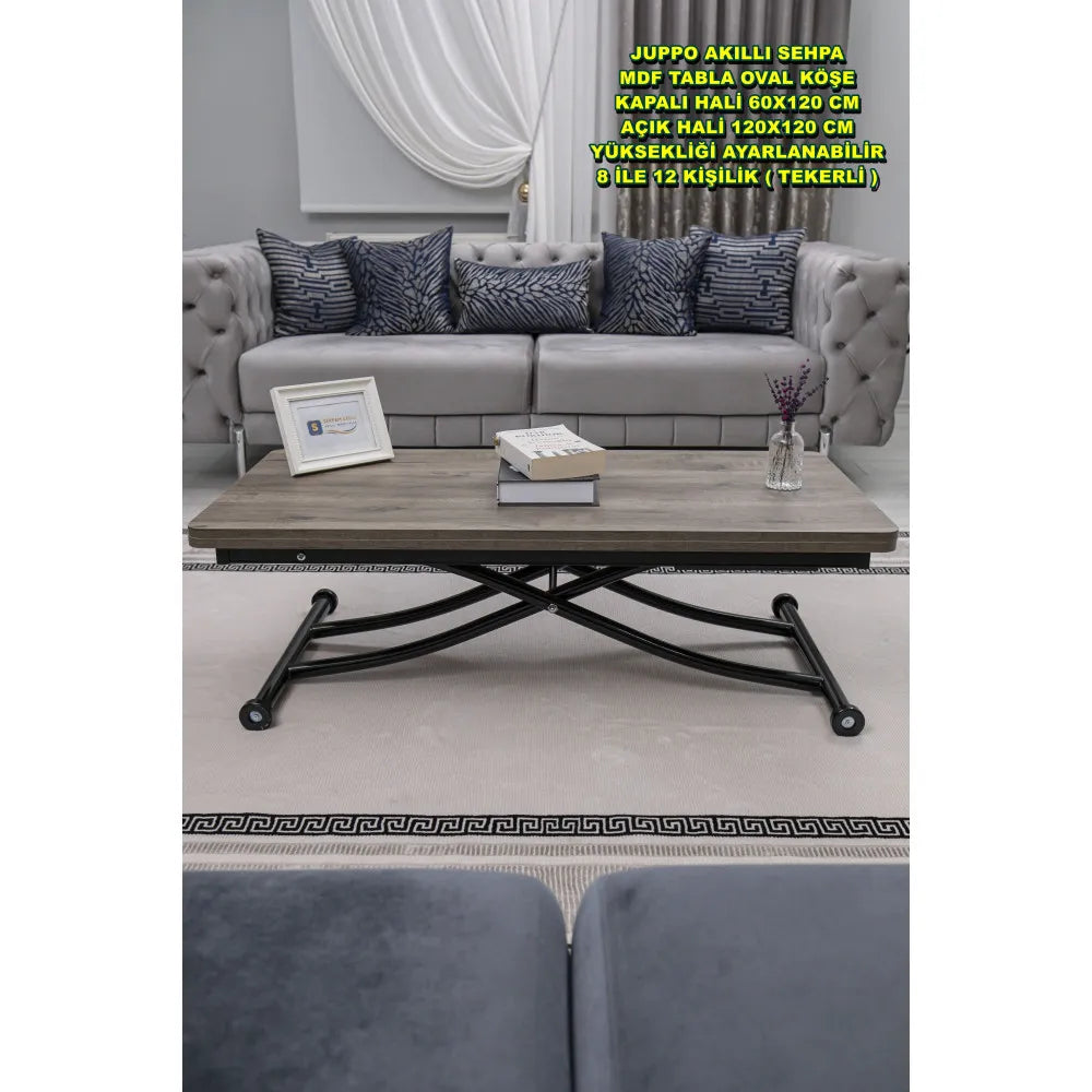 Juppo Üst Tabla Mdf Hattuşa Oval Köşe lt Ayak Yuvarlak Siyah İçe Kıvrım