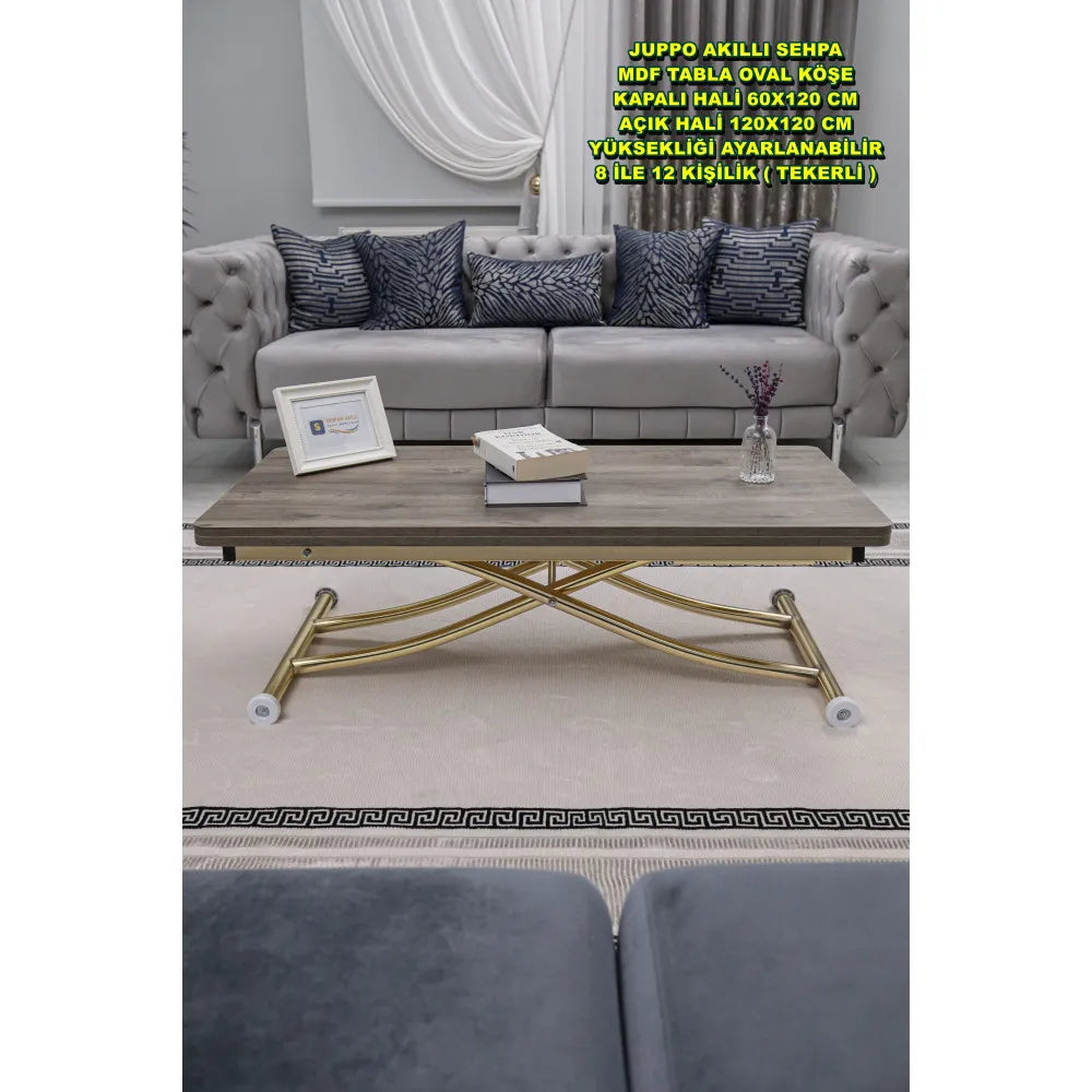 Juppo Üst Tabla Mdf Hattuşa Oval Köşe Alt Ayak Yuvarlak Gold Kaplama İçe Kıvrım