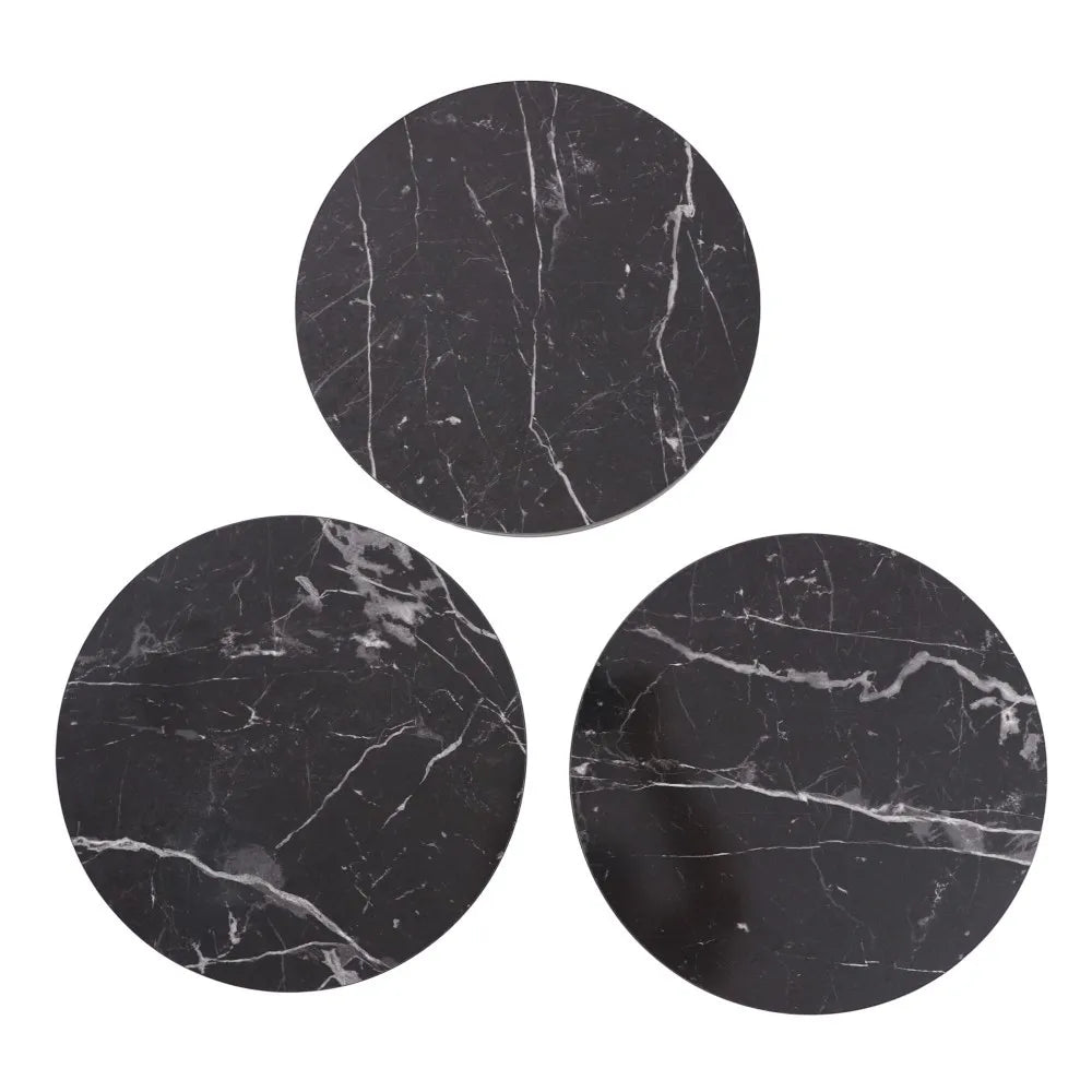 Marbella Zigon Sehpa Mdf Tabla Siyah Mermer Desen Alt Mekanizma Demir Siyah Renk