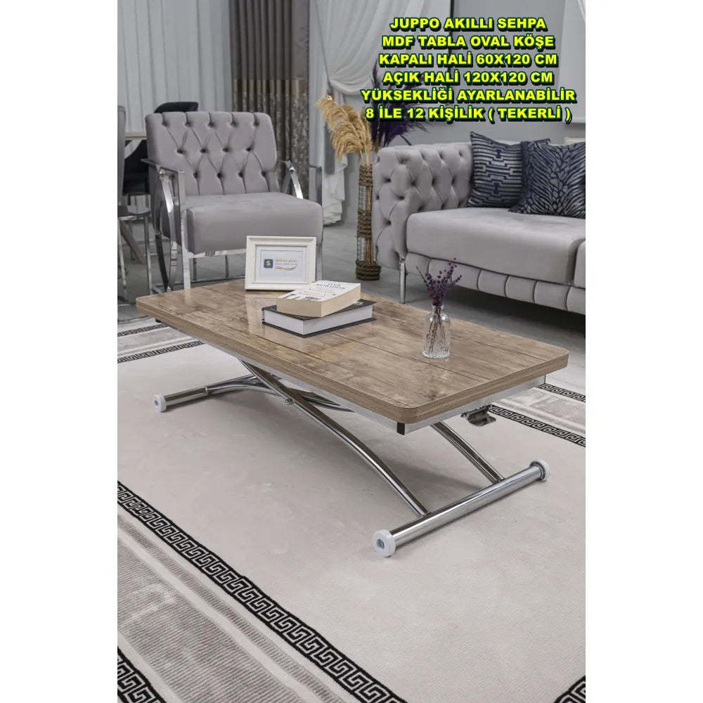 Juppo Üst Tabla Mdf Antiklayt Oval Köşe Alt Ayak Yuvarlak Krom Kaplama Dışa Kıvrım