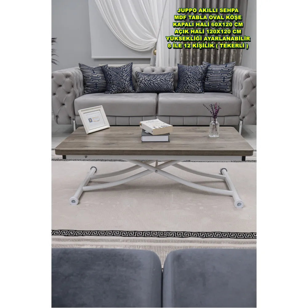 Juppo Üst Tabla Mdf Hattuşa Oval Köşe Alt Ayak Yuvarlak Beyaz İçe Kıvrım