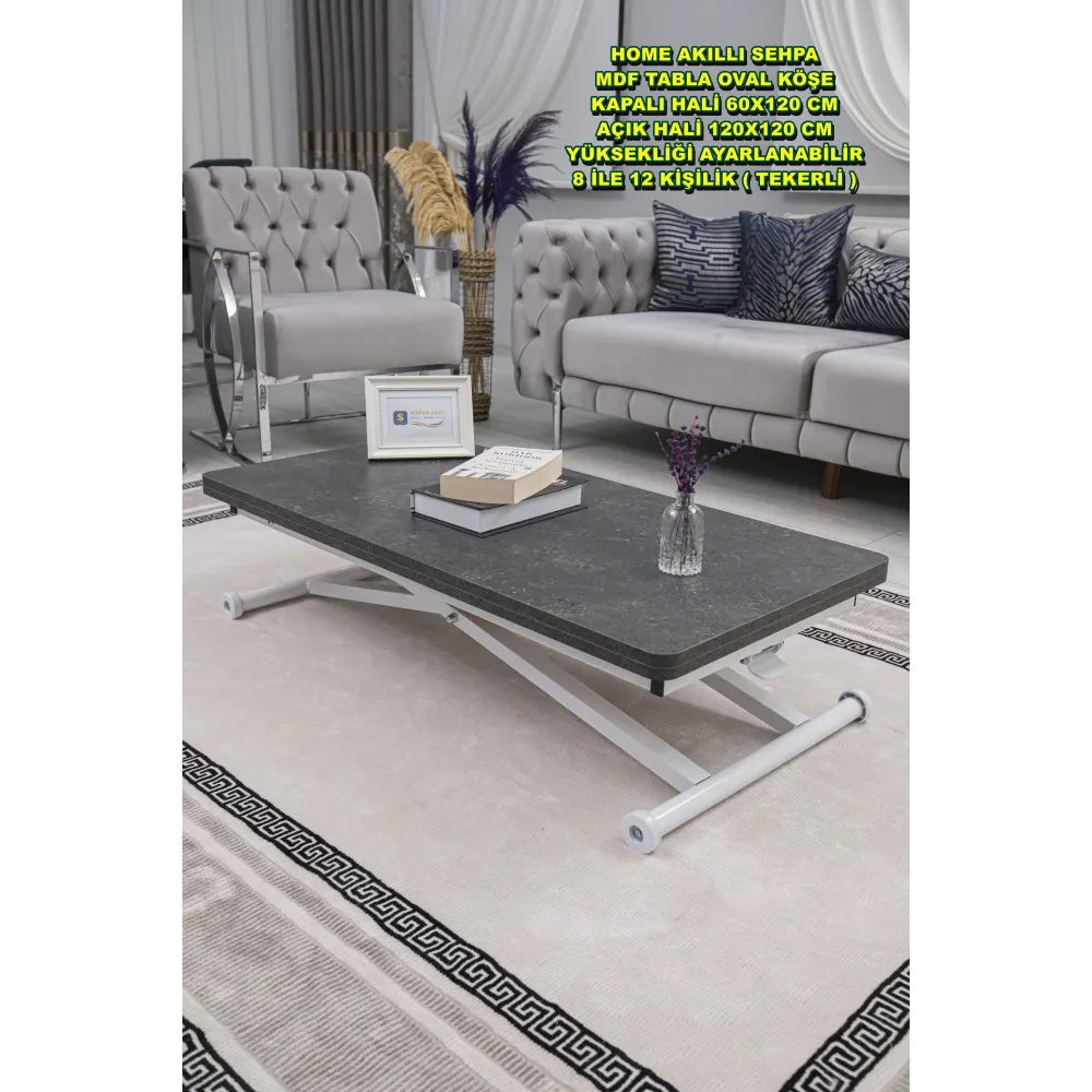 Home Üst Tabla Mdf Kartal Oval Köşe Alt Ayak Beyaz Renk
