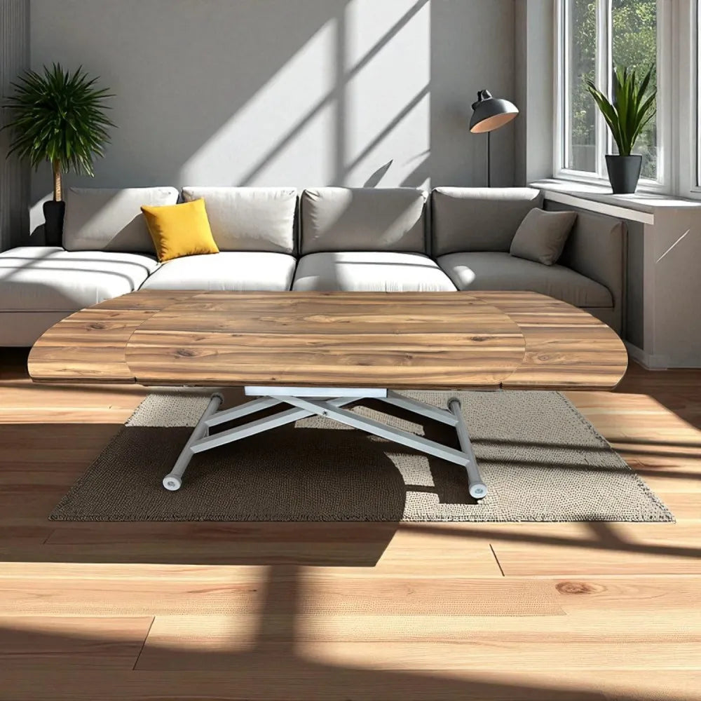 Oval Yan Baştan Açılır Akıllı Masa Üst Mdf Urartu Alt Ayak Beyaz Renk