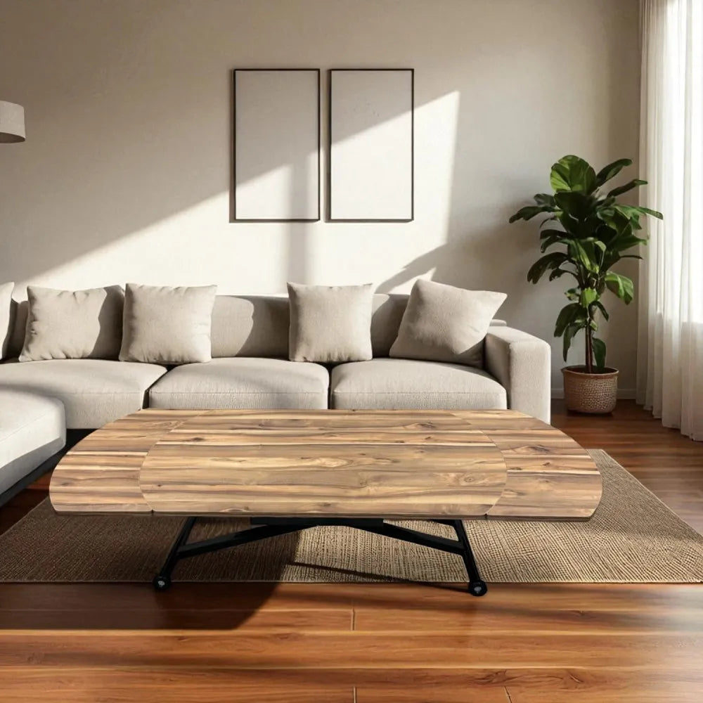 Oval Yan Baştan Açılır Akıllı Masa Üst Mdf Urartu Alt Ayak Siyah Renk