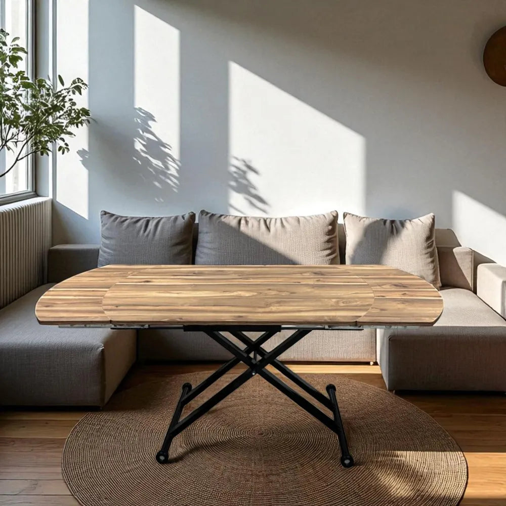 Oval Yan Baştan Açılır Akıllı Masa Üst Mdf Urartu Alt Ayak Siyah Renk