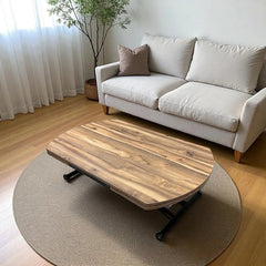 Oval Yan Baştan Açılır Akıllı Masa Üst Mdf Urartu Alt Ayak Siyah Renk