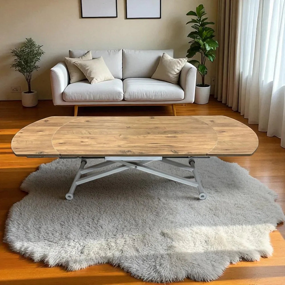 Oval Yan Baştan Açılır Akıllı Masa Üst Mdf Efesçam Alt Ayak Beyaz Renk