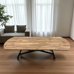 Oval Yan Baştan Açılır Akıllı Masa Üst Mdf Urartu Alt Ayak Siyah Renk