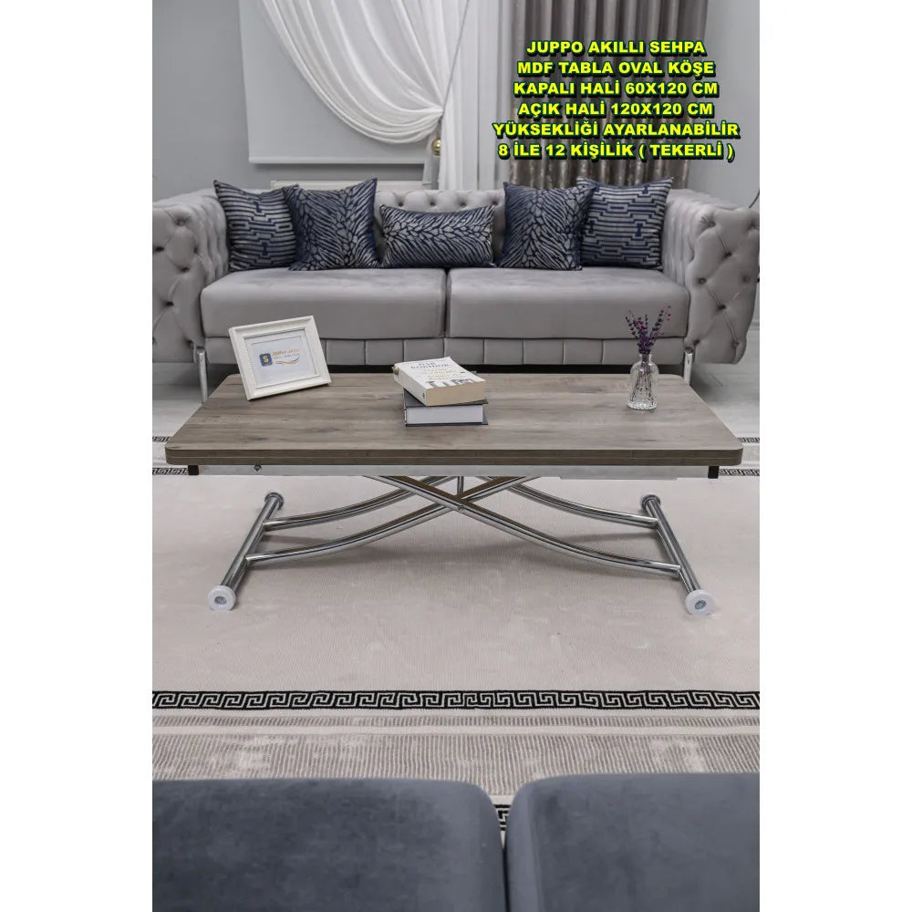 Juppo Üst Tabla Mdf Hattuşa Oval Köşe Alt Ayak Yuvarlak Krom Kaplama İçe Kıvrım