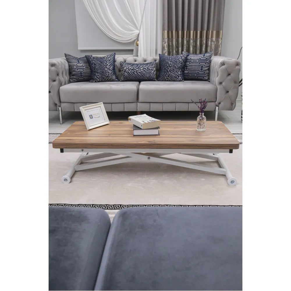 Home Üst Tabla Mdf Urartu Oval Köşe Alt Ayak Beyaz Renk