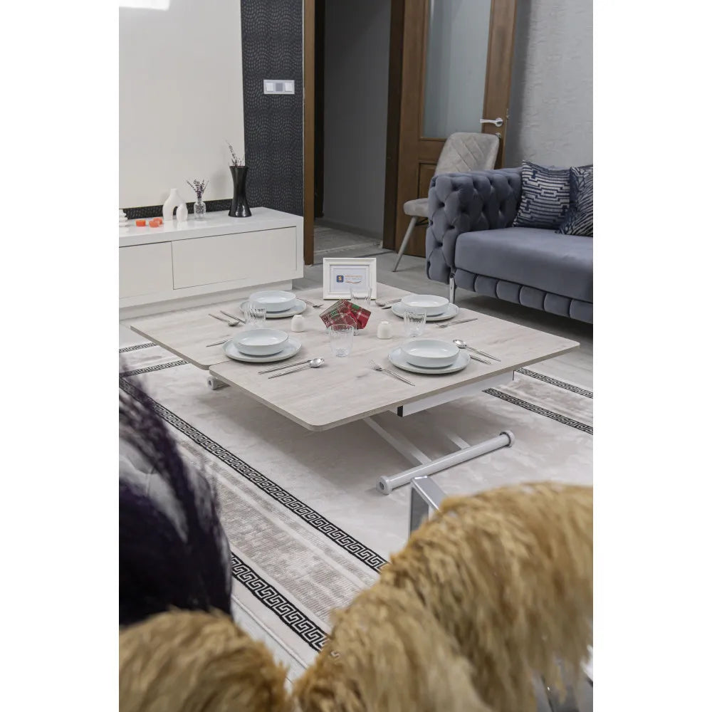 Home Üst Tabla Mdf Lizbon Oval Köşe Alt Ayak Beyaz Renk