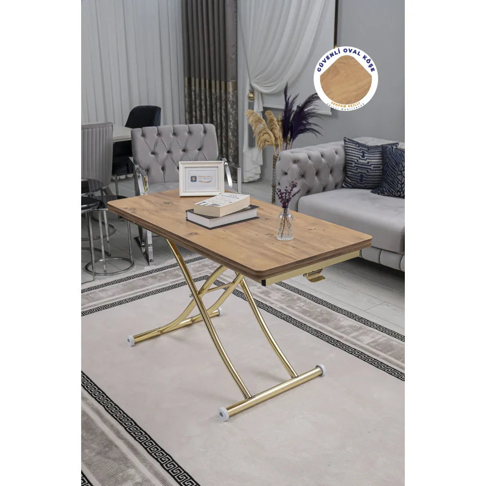 Juppo Üst Tabla Mdf EfesÇam Oval Köşe Alt Ayak Yuvarlak Gold Kaplama İçe Kıvrım