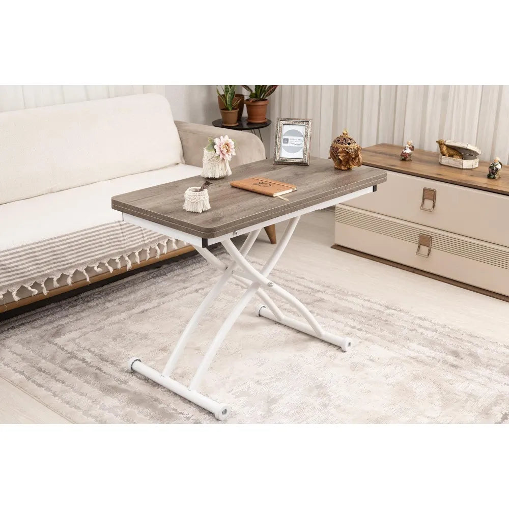 Mini Juppo Dışa K Akıllı Sehpa Üst Tabla Mdf Hattuşa Oval Köşe Alt Ayak Beyaz Renk