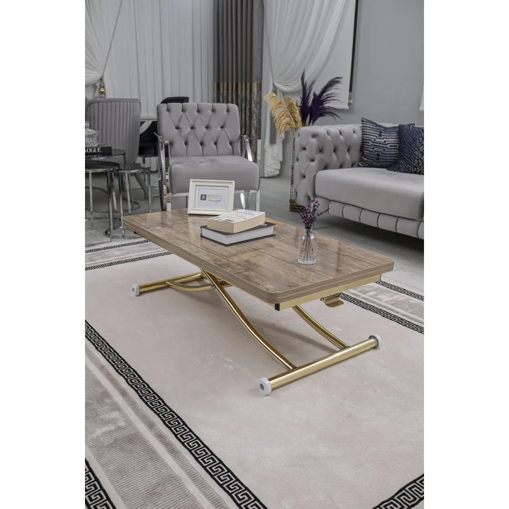 Juppo Üst Tabla Mdf Antiklayt Oval Köşe Alt Ayak Yuvarlak Gold Kaplama İçe Kıvrım