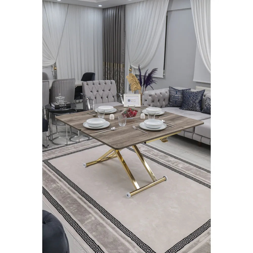 Home Üst Tabla Mdf Hattuşa Oval Köşe Alt Ayak Gold Kaplama