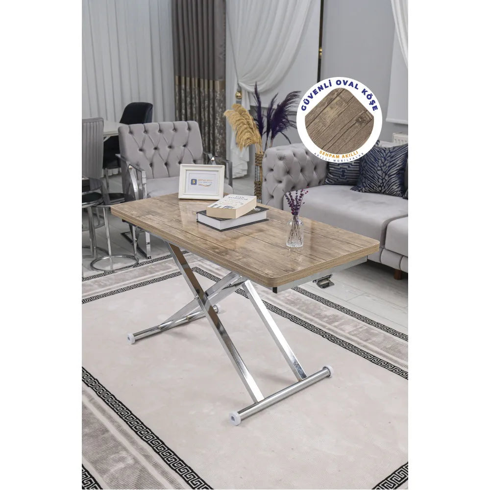 Home Üst Tabla Mdf Antiklayt Oval Köşe Alt Ayak Krom Kaplama