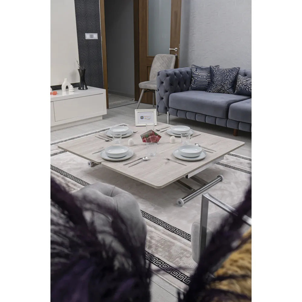 Home Üst Tabla Mdf Lizbon Oval Köşe Alt Ayak Krom Kaplama