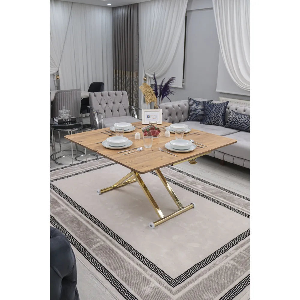 Home Üst Tabla Mdf EfesÇam Oval Köşe Alt Ayak Gold Kaplama