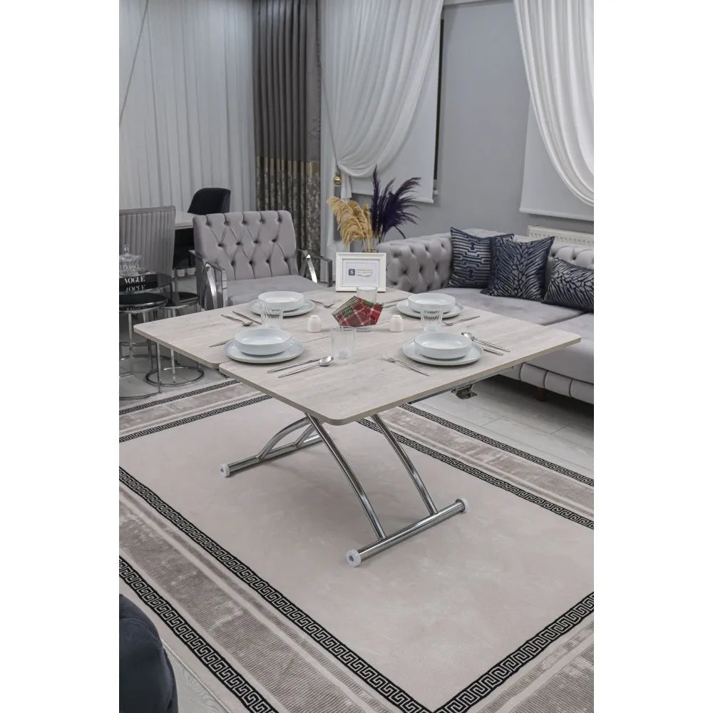 Juppo Üst Tabla Mdf Lizbon Oval Köşe Alt Ayak Yuvarlak Krom Kaplama Dışa Kıvrım