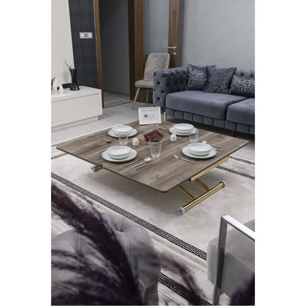 Juppo Üst Tabla Mdf Hattuşa Oval Köşe Alt Ayak Yuvarlak Gold Kaplama Dışa Kıvrım