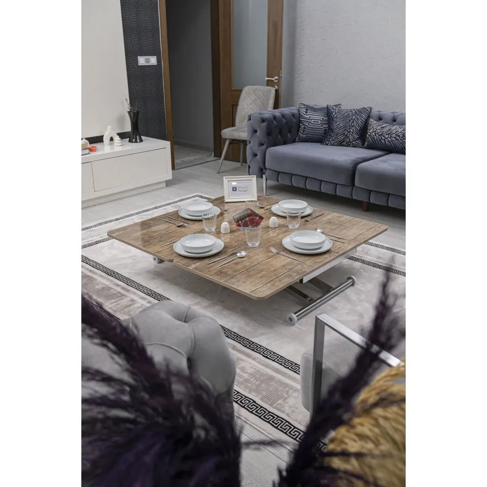 Home Üst Tabla Mdf Antiklayt Oval Köşe Alt Ayak Krom Kaplama