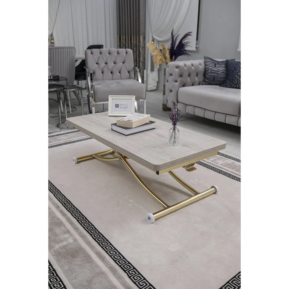 Juppo Üst Tabla Mdf Lizbon Oval Köşe Alt Ayak Yuvarlak Gold Kaplama İçe Kıvrım