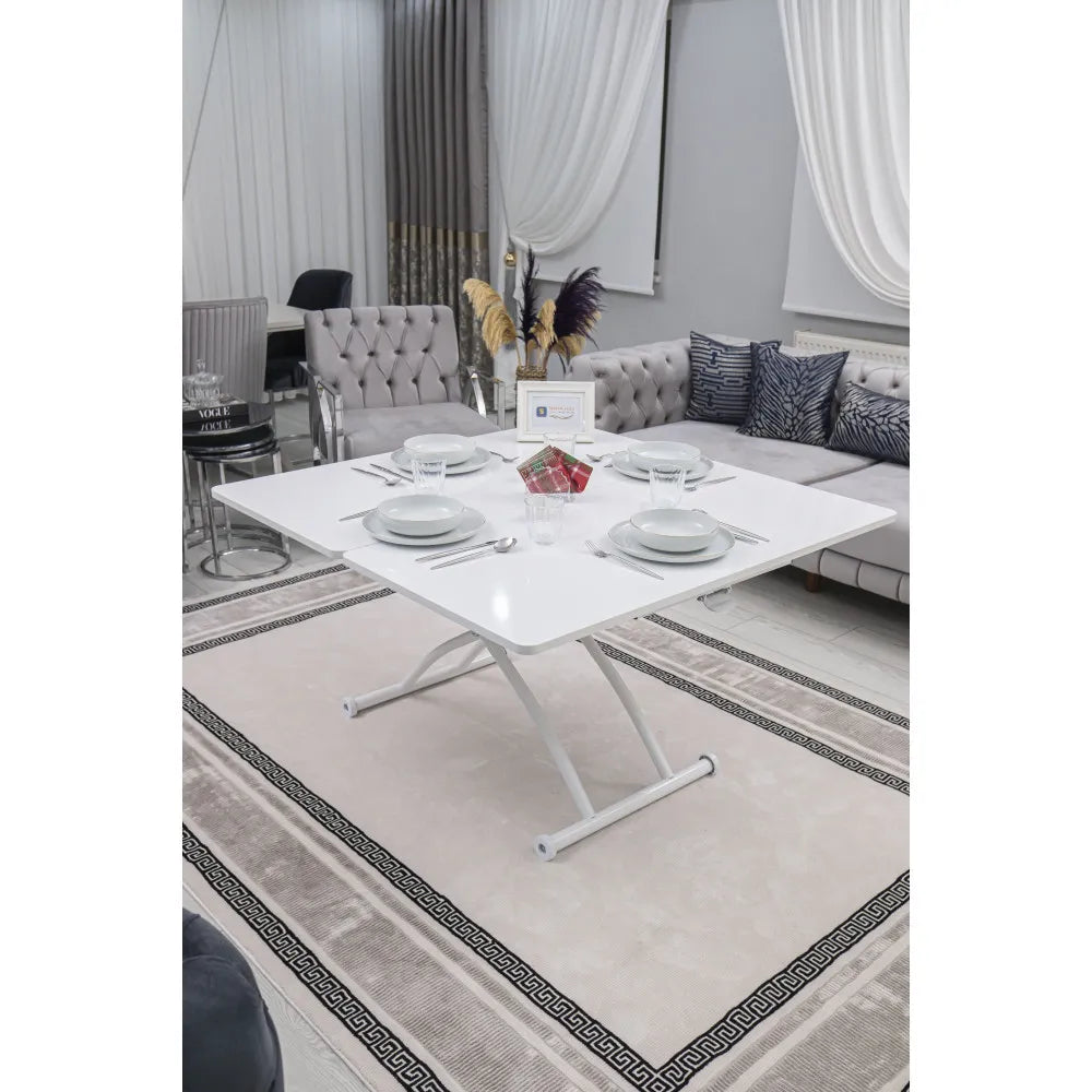 Juppo Üst Tabla Mdf Beyaz Oval Köşe Alt Ayak Yuvarlak Beyaz Dışa Kıvrım