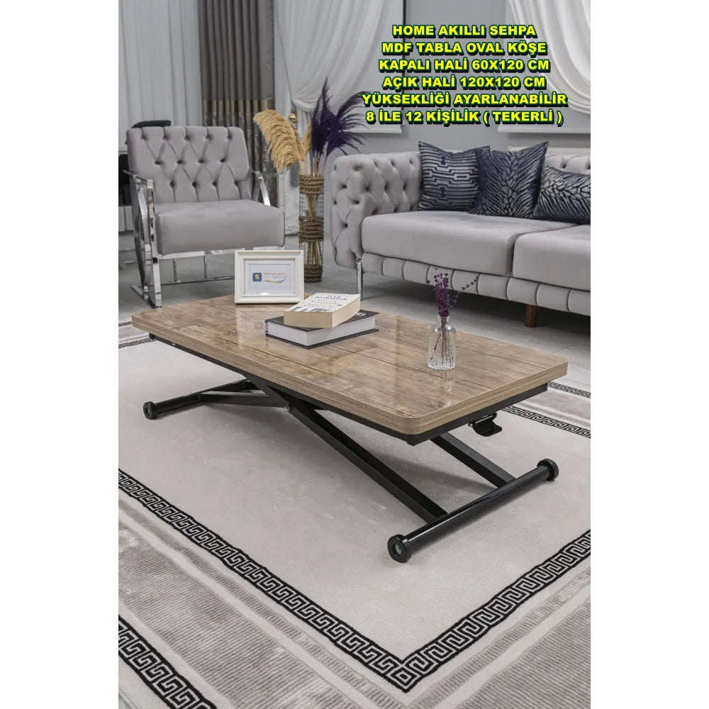 Home Üst Tabla Mdf Antiklayt Oval KöşeAlt Ayak Siyah Renk