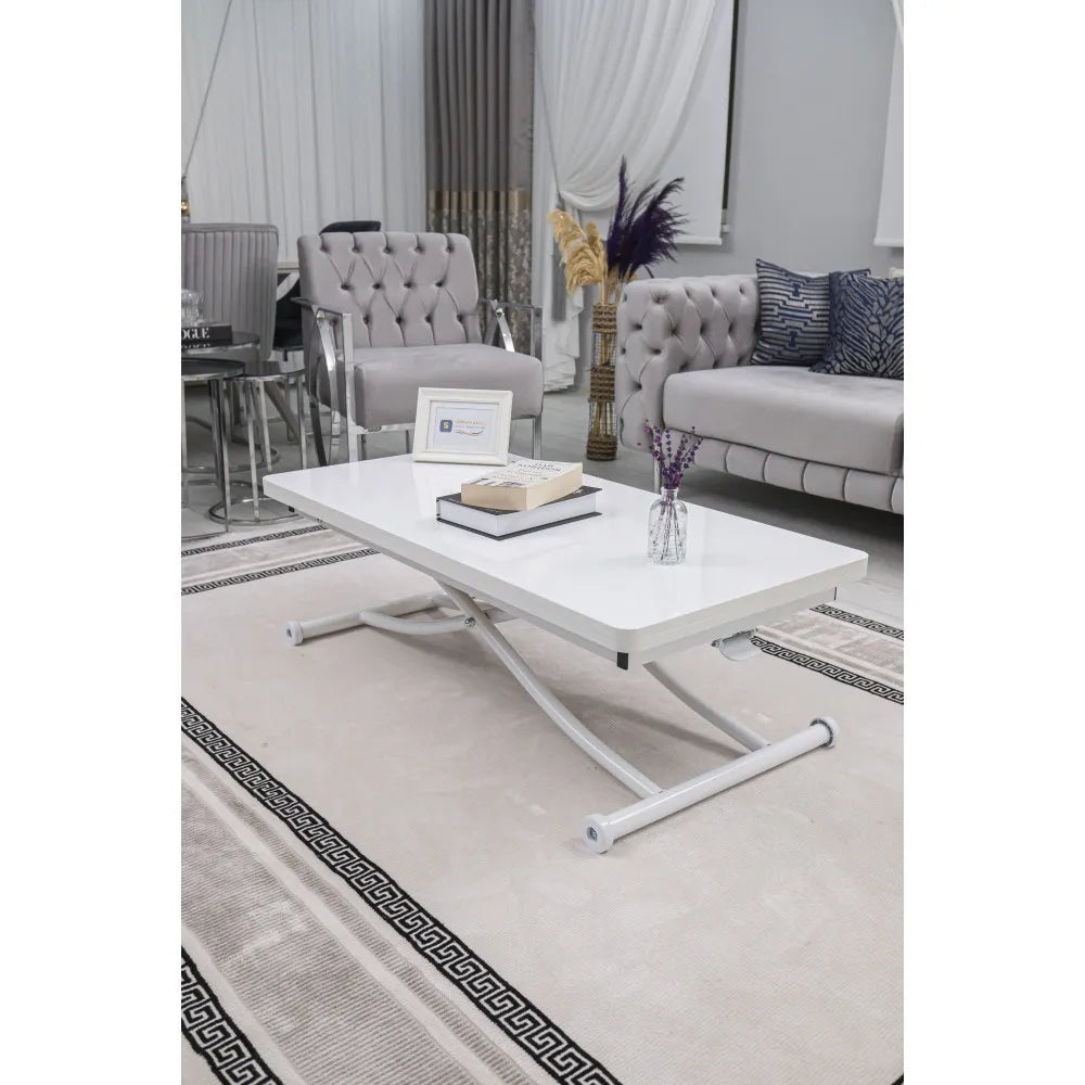 Juppo Üst Tabla Mdf Beyaz Oval Köşe Alt Ayak Yuvarlak Beyaz İçe Kıvrım