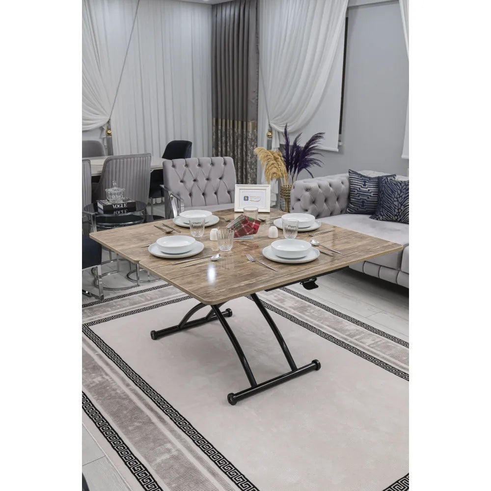 Juppo Üst Tabla Mdf Antiklayt Oval Köşe Alt Ayak Yuvarlak Siyah Dışa Kıvrm