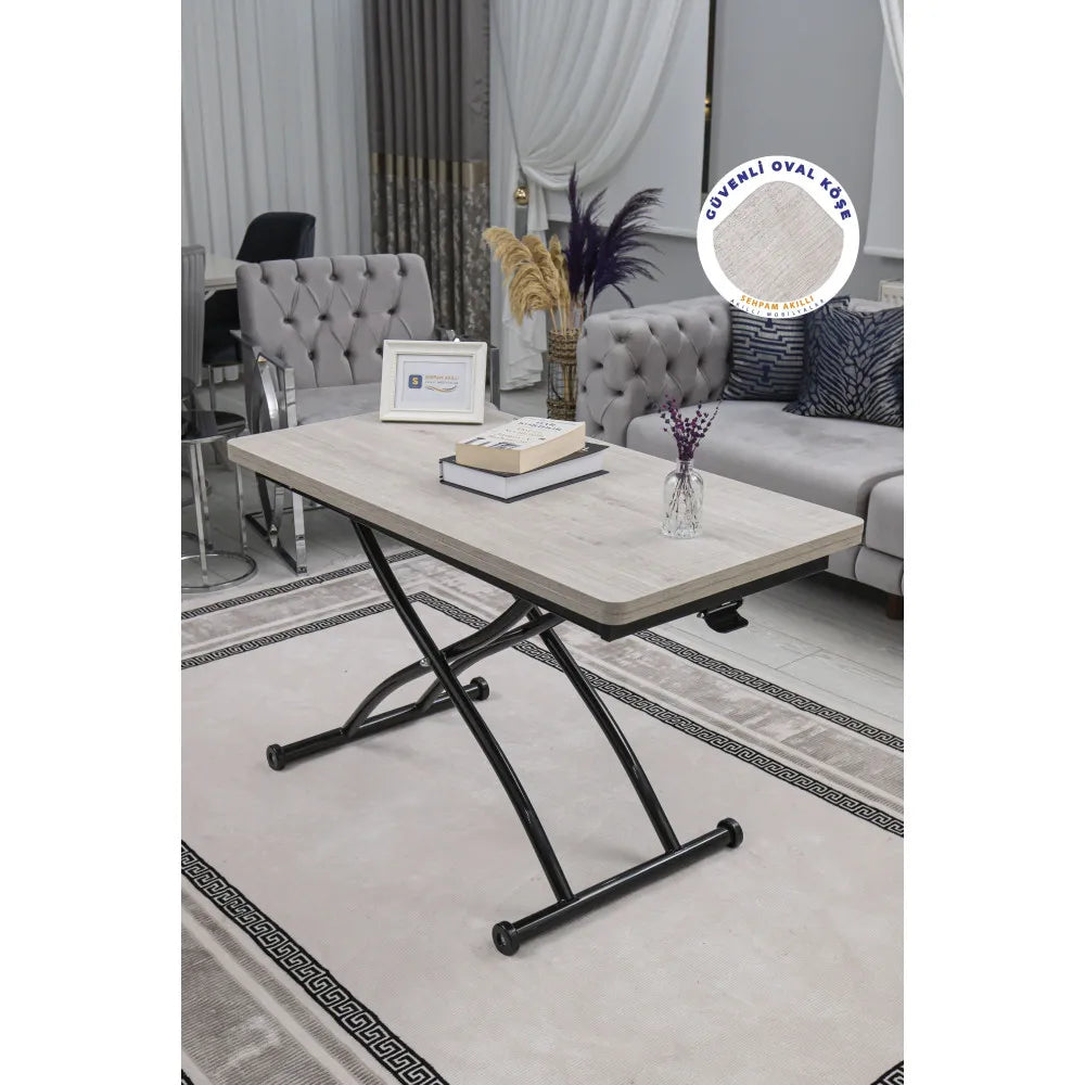 Juppo Üst Tabla Mdf Lizbon Oval Köşe Alt Ayak Yuvarlak Siyah Dışa Kıvrım