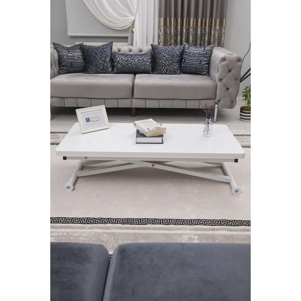 Home Üst Tabla Mdf Beyaz Oval Köşe Alt Ayak Beyaz Renk