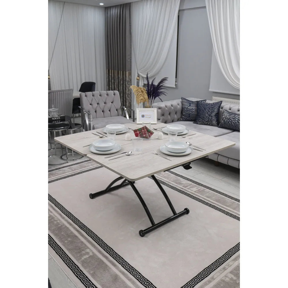 Juppo Üst Tabla Mdf Lizbon Oval Köşe Alt Ayak Yuvarlak Siyah Dışa Kıvrım