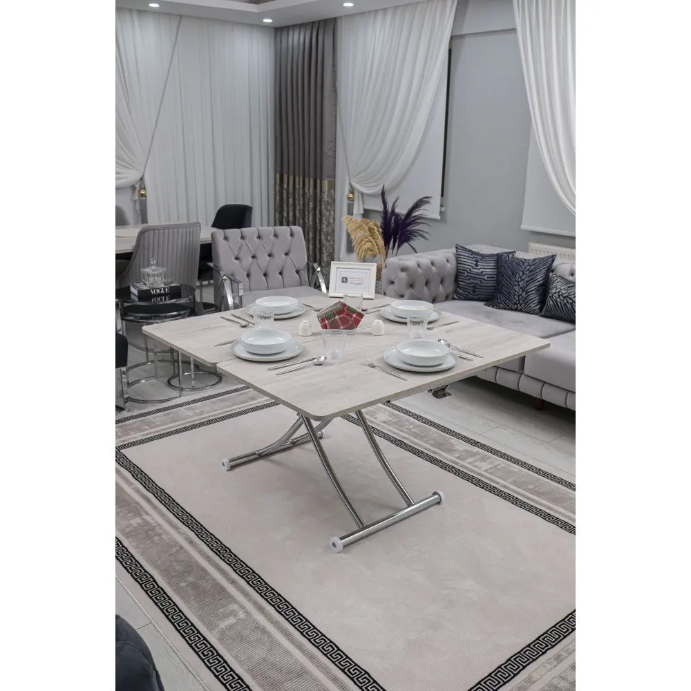 Juppo Üst Tabla Mdf Lizbon Oval Köşe Alt Ayak Yuvarlak Krom Kaplama İçe Kıvrım