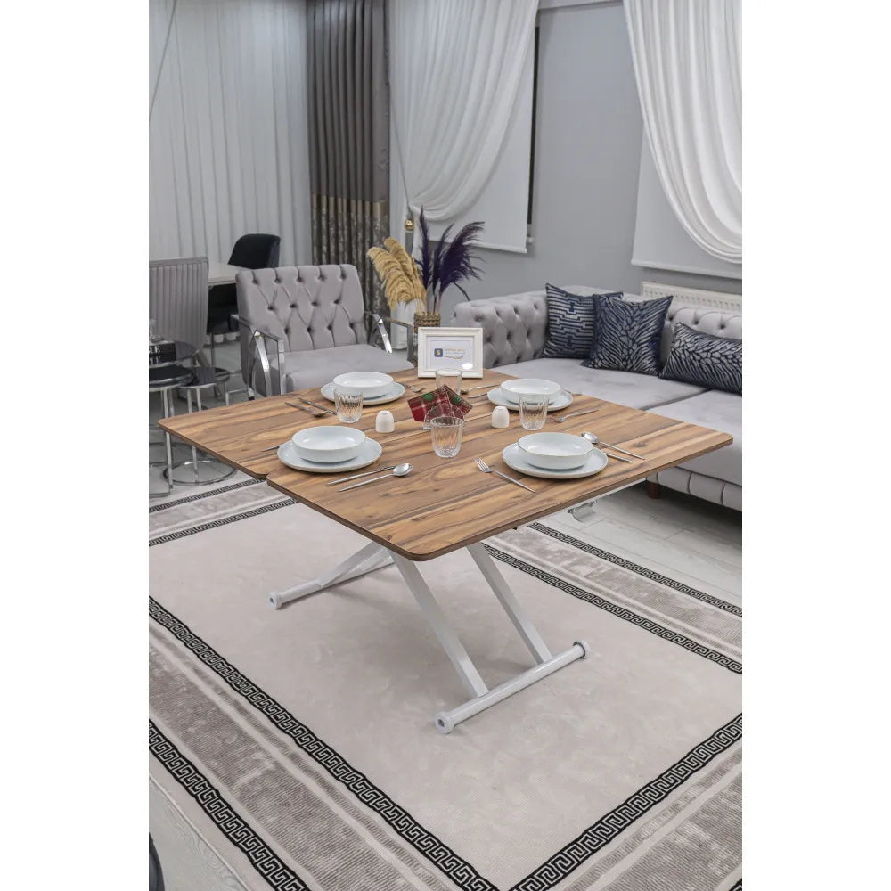 Home Üst Tabla Mdf Urartu Oval Köşe Alt Ayak Beyaz Renk