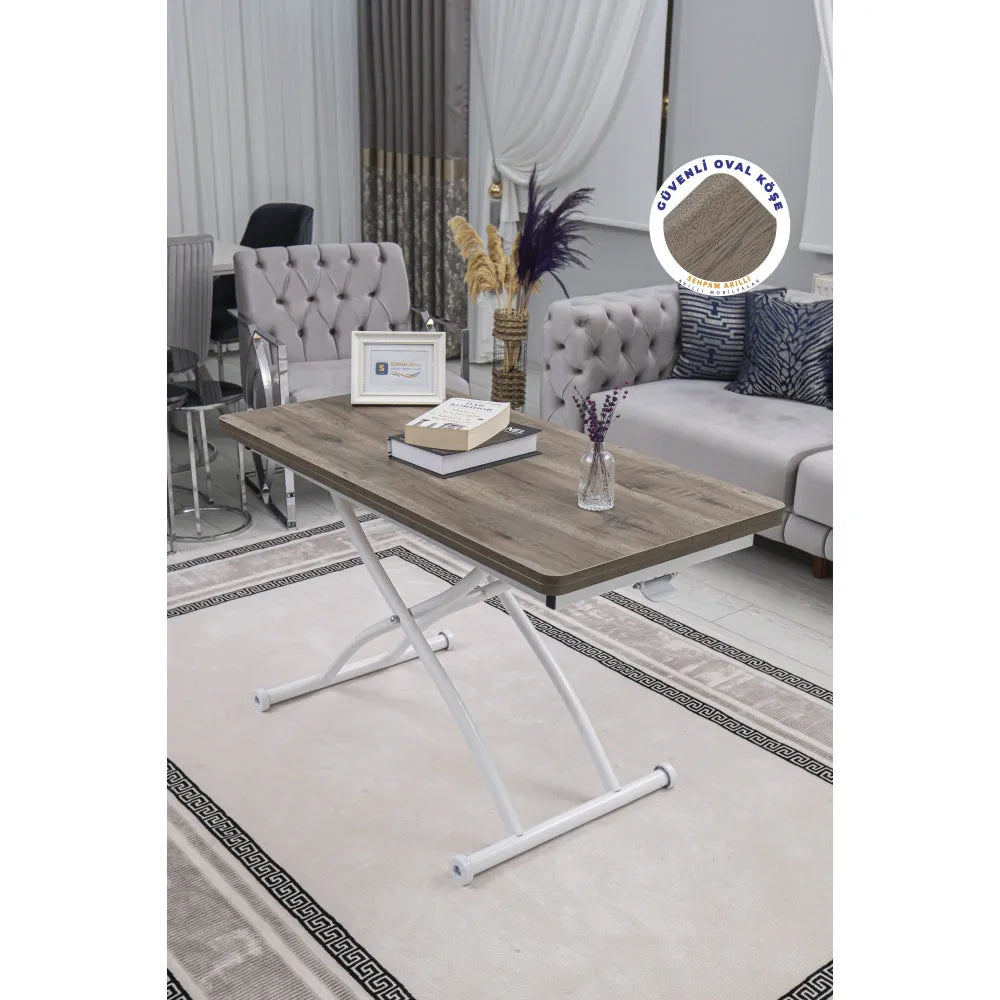 Juppo Üst Tabla Mdf Hattuşa Oval Köşe Alt Ayak Yuvarlak Beyaz Dışa Kıvrım