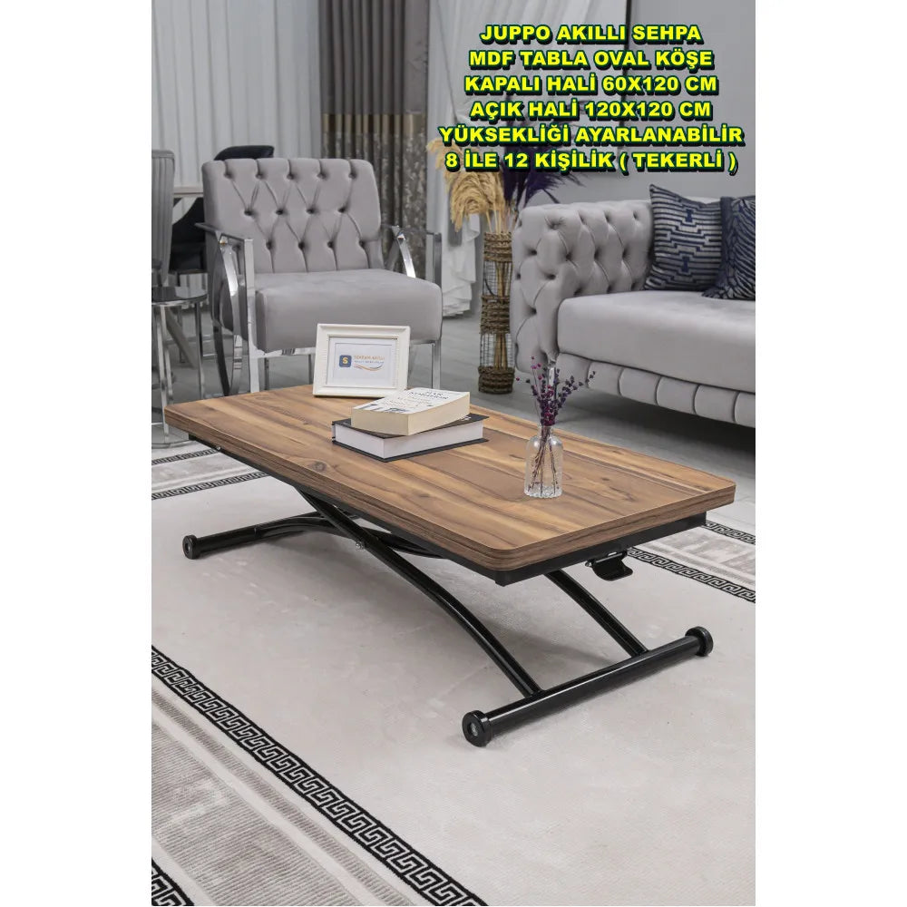 Juppo Üst Tabla Mdf Urartu Oval Köşe Alt Ayak Yuvarlak Siyah Dışa Kıvrım