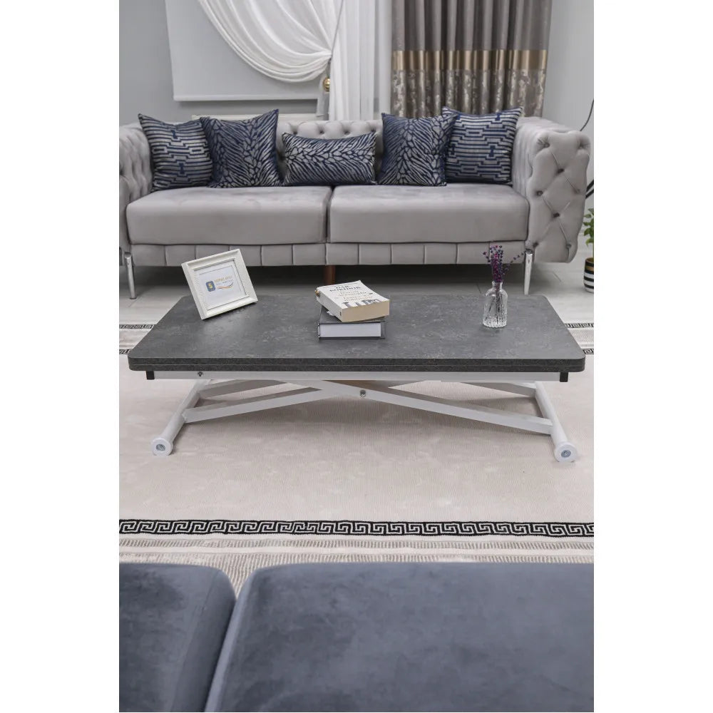 Home Üst Tabla Mdf Kartal Oval Köşe Alt Ayak Beyaz Renk